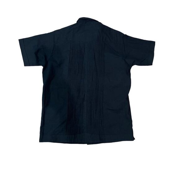 Vintage Guayabera Black Shirt Short Sleeve 100% Linen Mens Size 36 - Picture 4 of 4